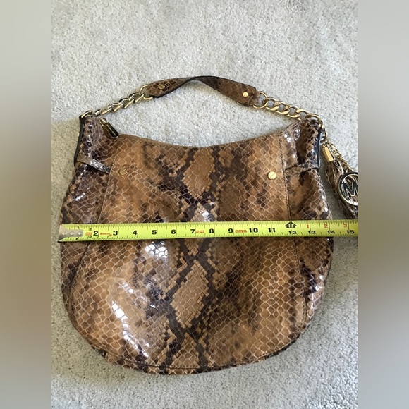 MICHAEL KORS Python Snake Brown Hobo Shoulder Handbag Purse - Picture 16 of 16